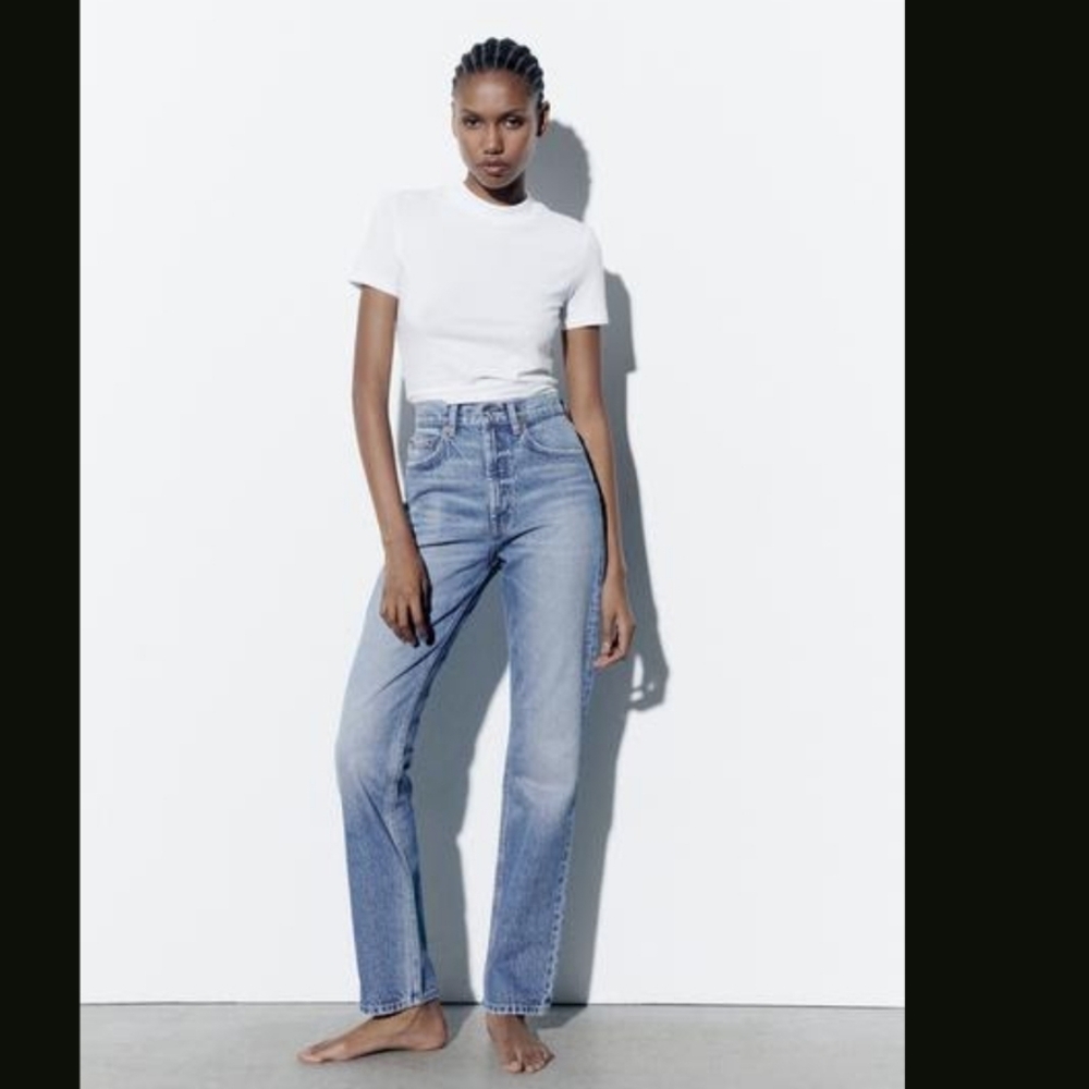 Zara HIGH RISE TRF STRAIGHT LEG JEANS